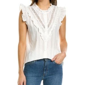 Anna Kay White Ruffle Top Size Small